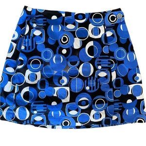 Isisport Skort - 2 blue /black multi print ,’cotton made in USA